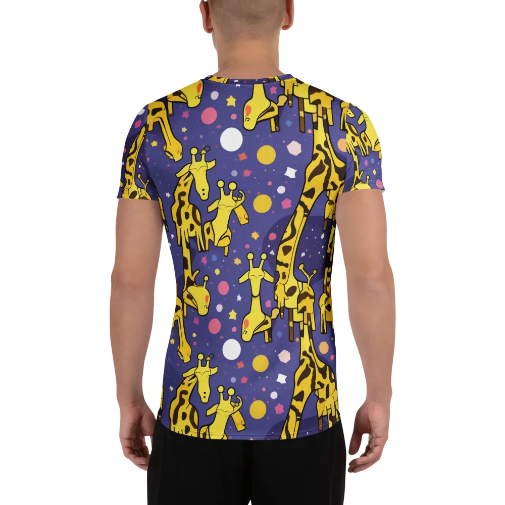 Cosmic Giraffe on Men's Athletic T-Shirt — Back
