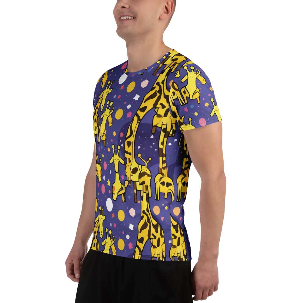 Cosmic Giraffe on Men's Athletic T-Shirt — Left