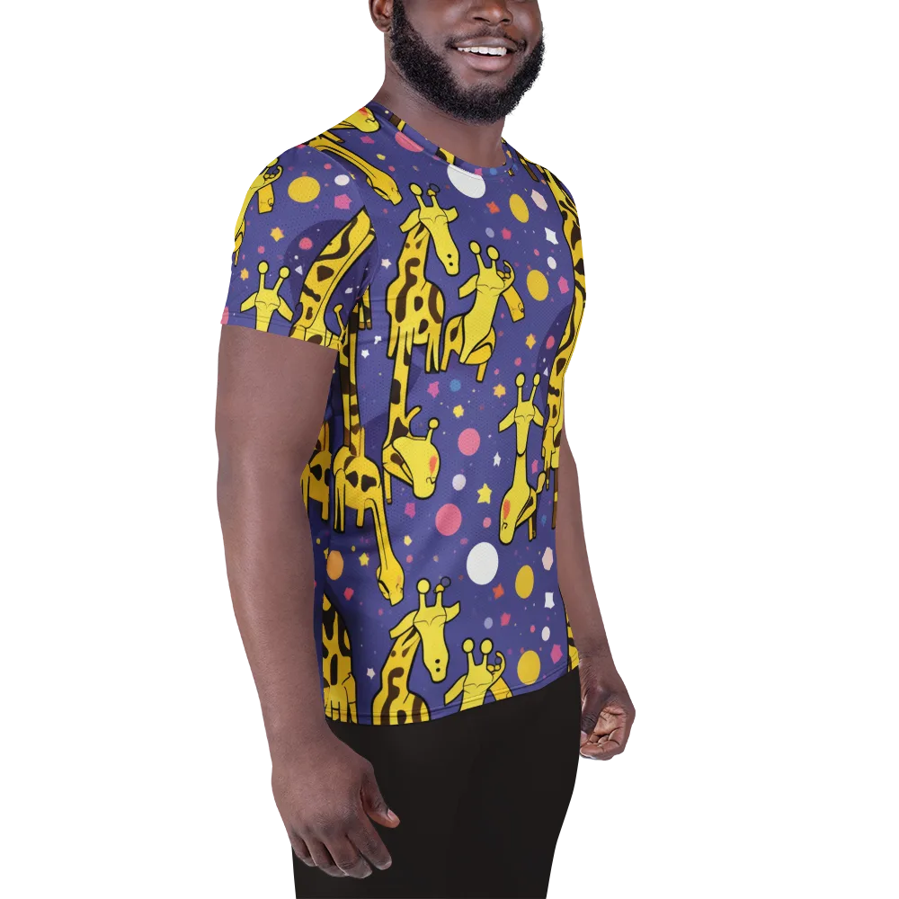 Cosmic Giraffe on Men's Athletic T-Shirt — Right