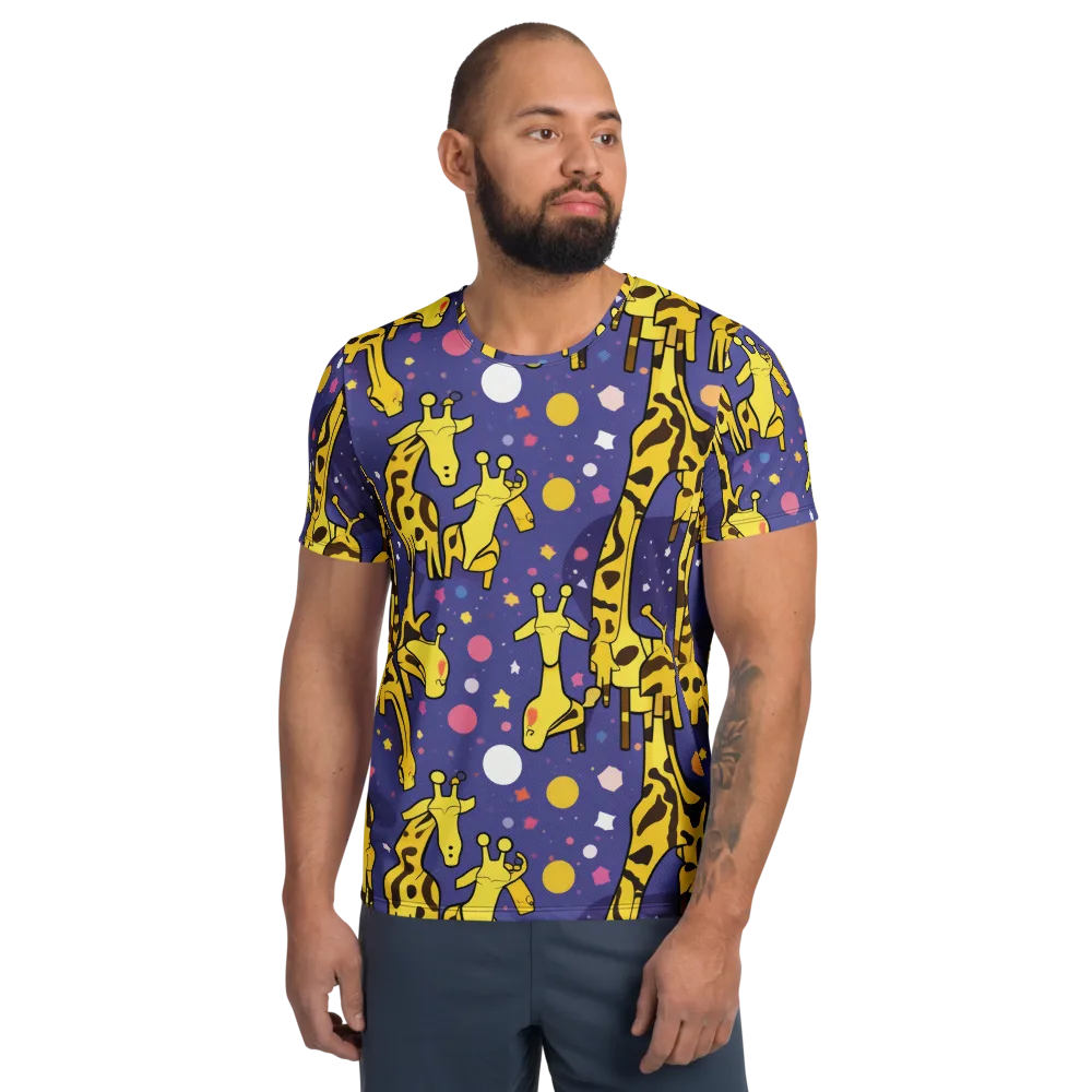 Cosmic Giraffe on Men's Athletic T-Shirt — Front