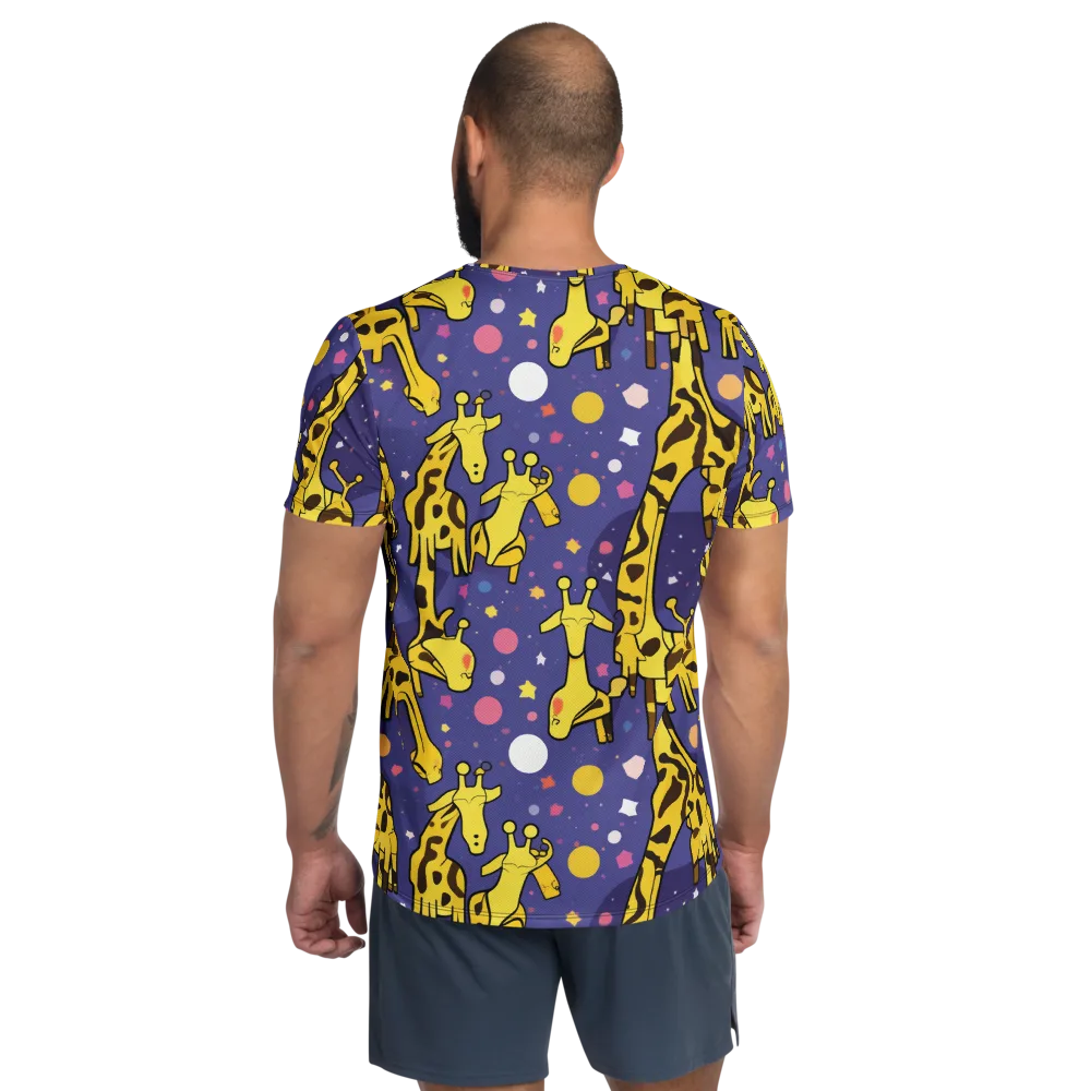 Cosmic Giraffe on Men's Athletic T-Shirt — Back