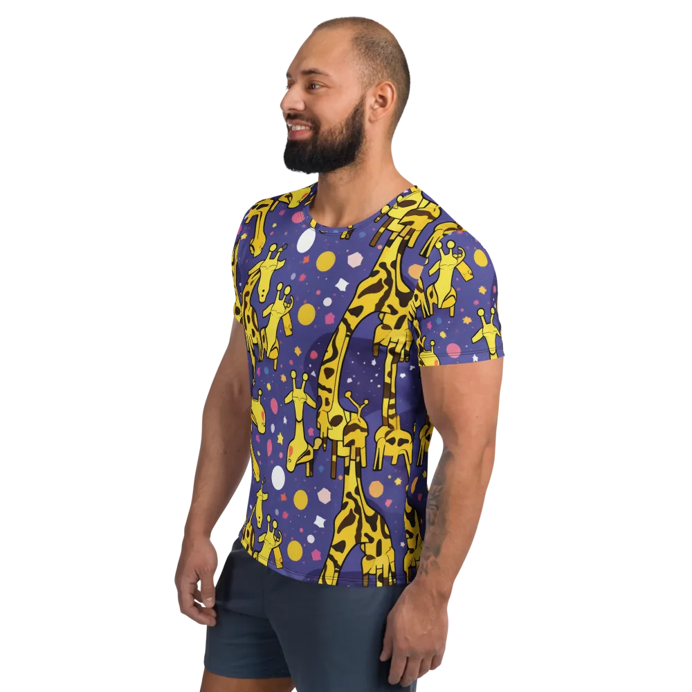 Cosmic Giraffe on Men's Athletic T-Shirt — Left