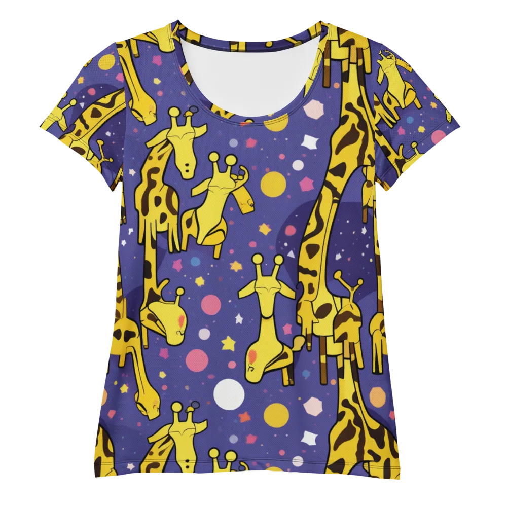 Cosmic Giraffe on Women's Athletic T-Shirt — Front