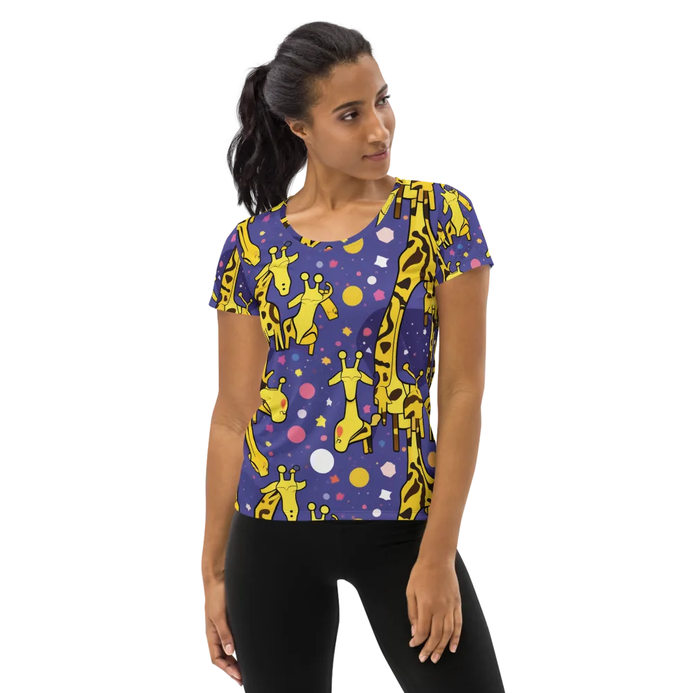 Cosmic Giraffe on Women's Athletic T-Shirt — Front