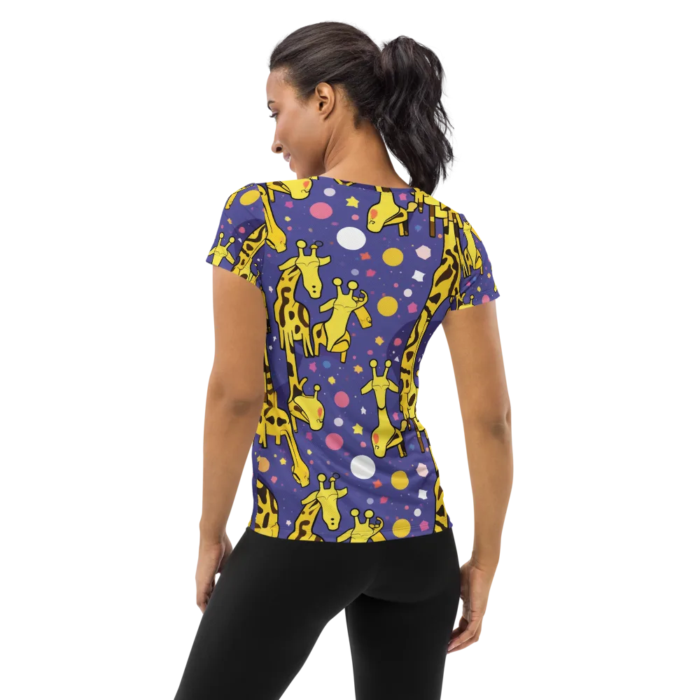 Cosmic Giraffe on Women's Athletic T-Shirt — Back