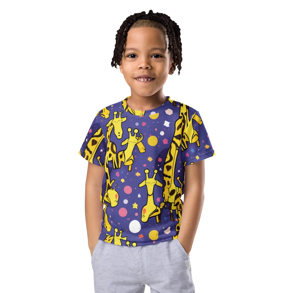 Cosmic Giraffe on Kids Crew Neck T-Shirt — Front