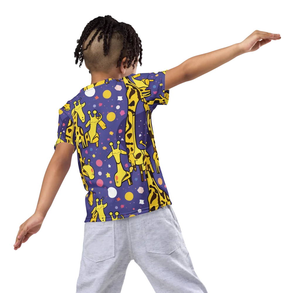 Cosmic Giraffe on Kids Crew Neck T-Shirt — Back
