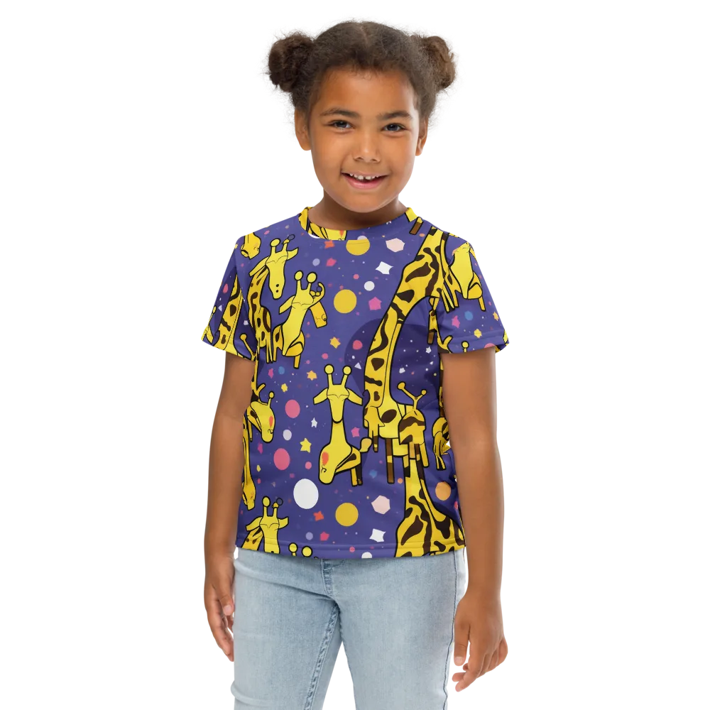 Cosmic Giraffe on Kids Crew Neck T-Shirt — Front