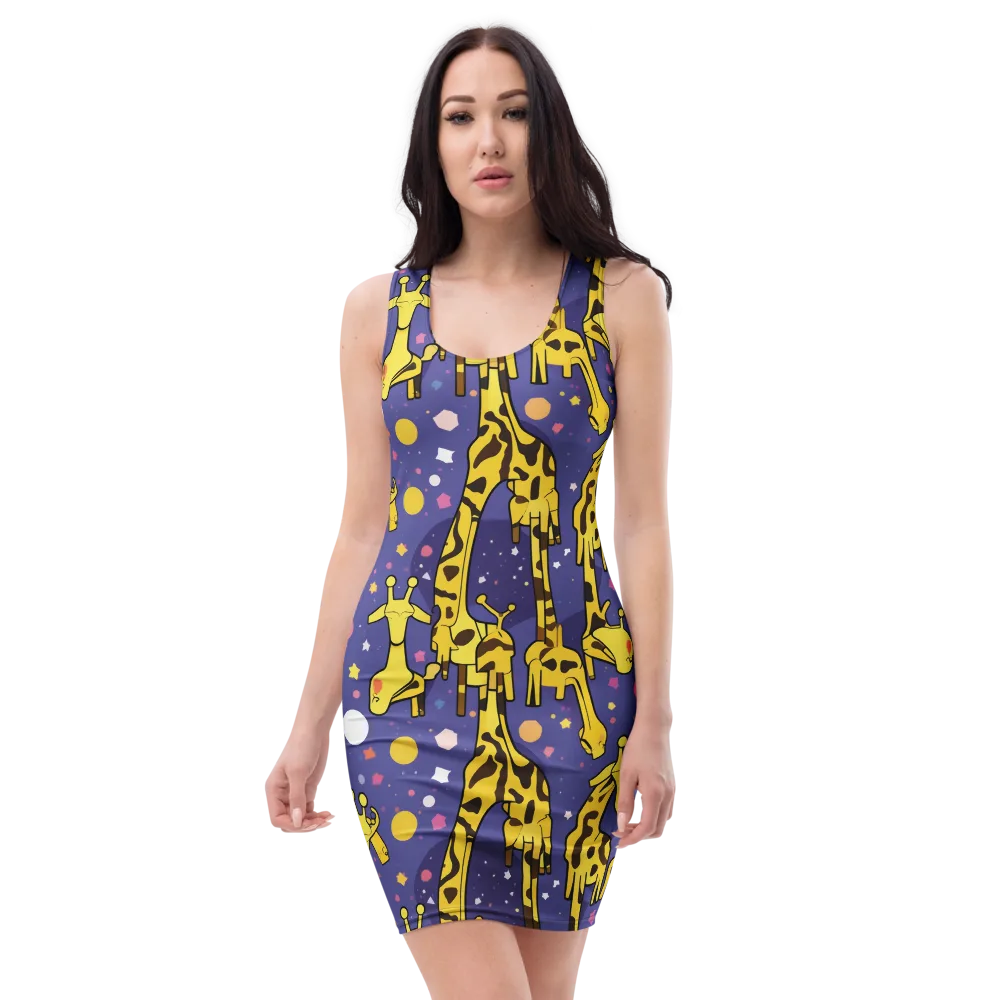 Cosmic Giraffe on Bodycon Dress — Front