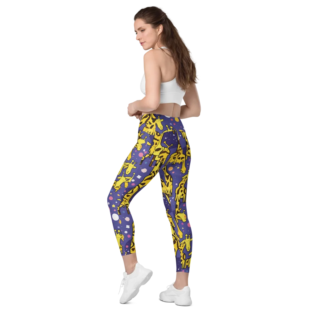 Cosmic Giraffe on Leggings with Pockets — Left Back