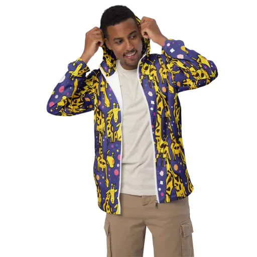 Cosmic Giraffe on a Men's Windbreaker