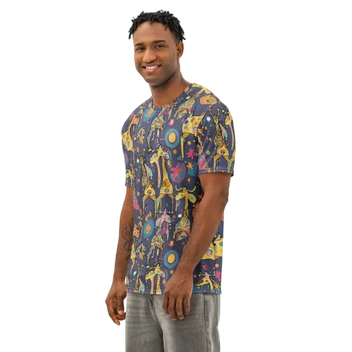 Neon Savannah on a Men's Cotton Crew Neck T-Shirt