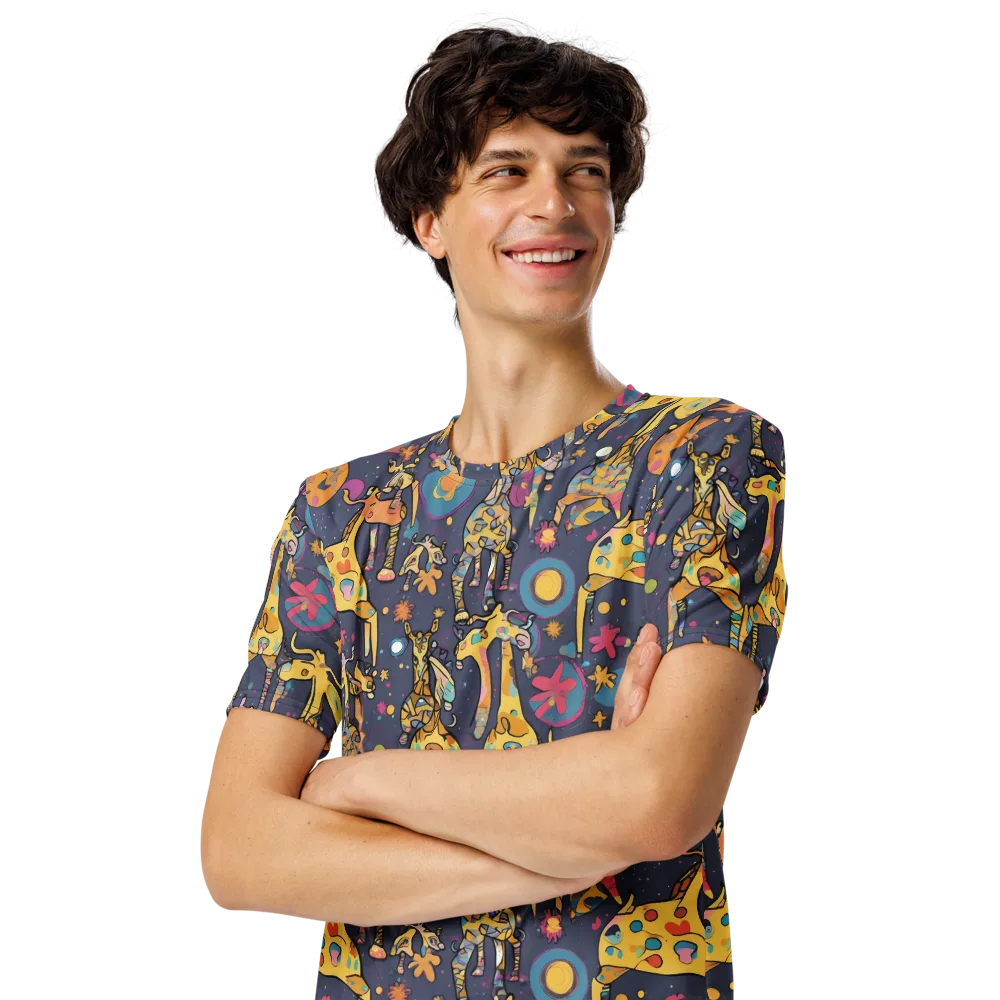 Neon Savannah on Men's Crew Neck T-Shirt — Left Front