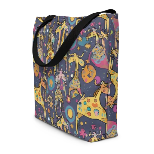 Neon Savannah on a Large Tote Bag W/ Pocket