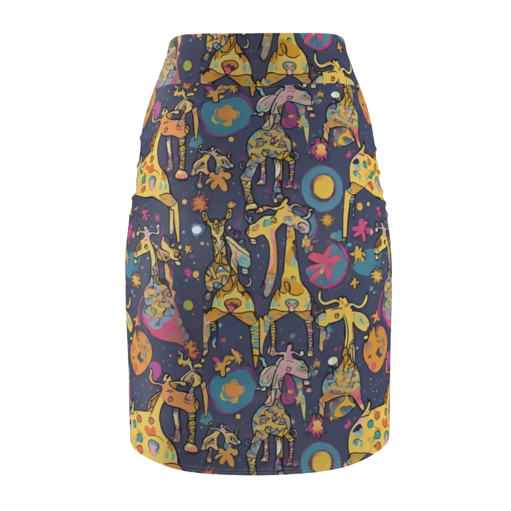 Neon Savannah on Pencil Skirt — Back