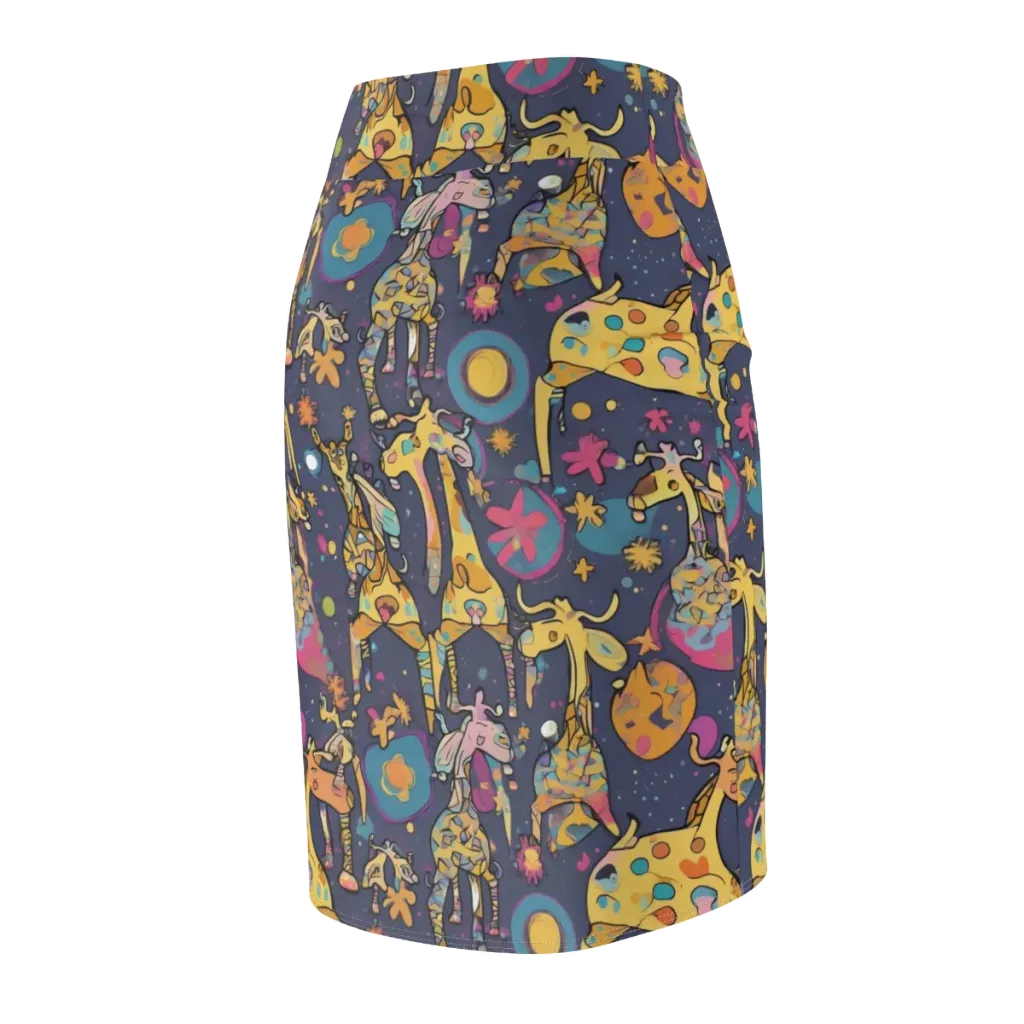 Neon Savannah on Pencil Skirt — Back Side