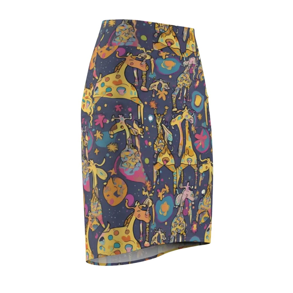 Neon Savannah on Pencil Skirt — Front Side