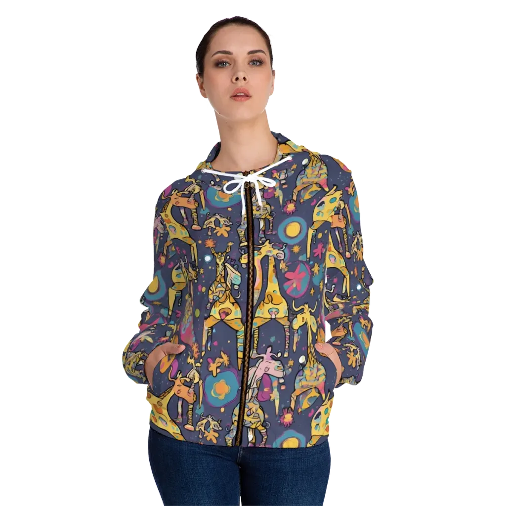 Neon Savannah on Women's Full-Zip Hoodie — Front On Person