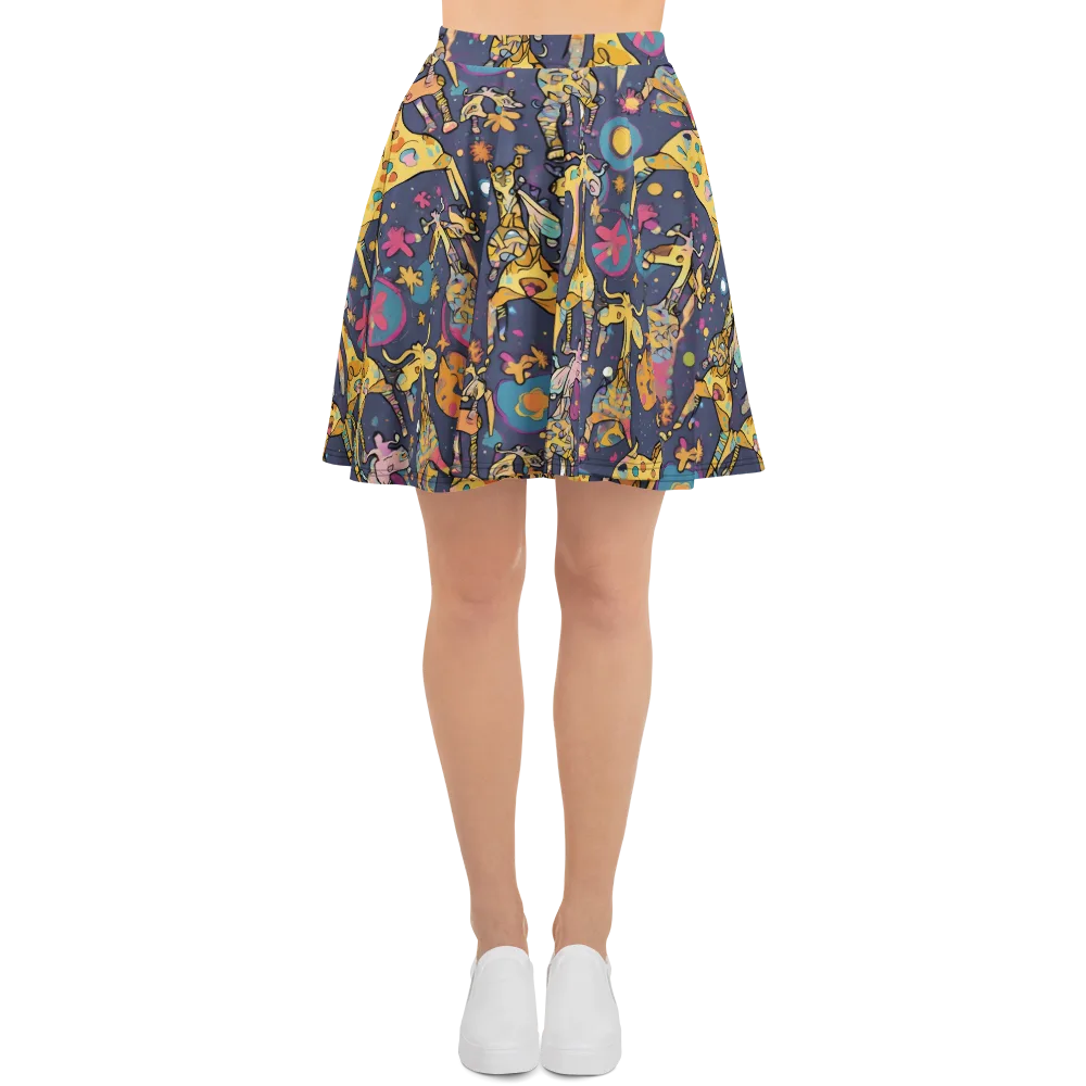 Neon Savannah on Skater Skirt — Front