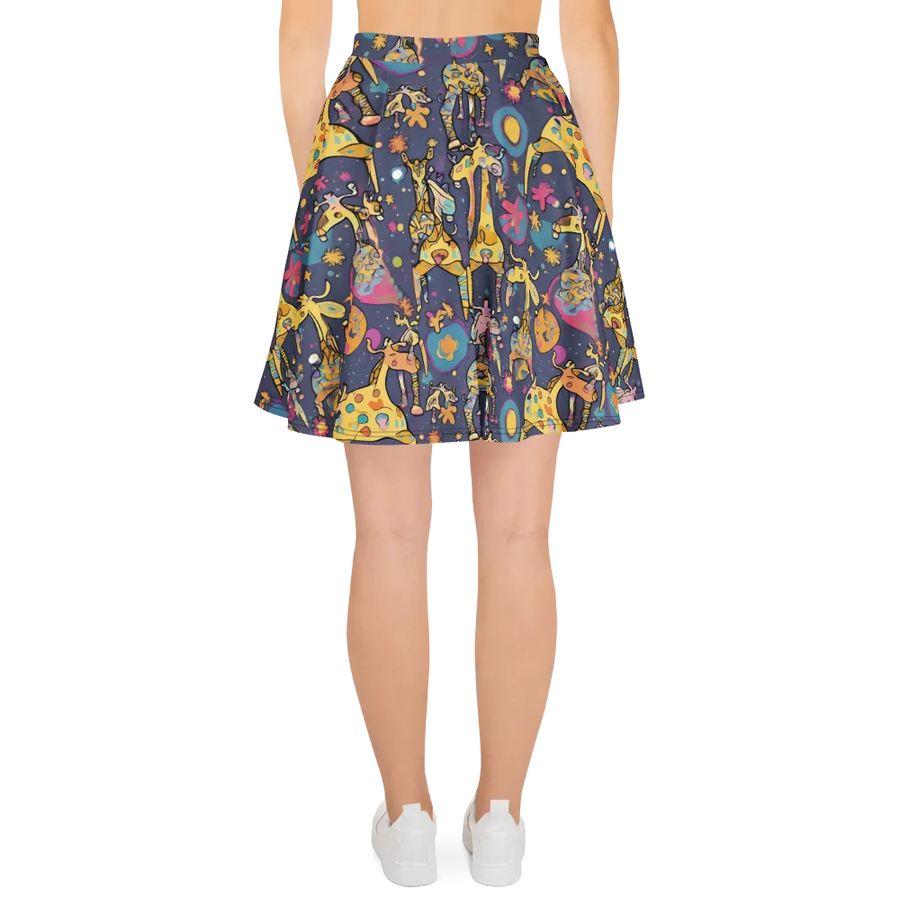 Neon Savannah on Skater Skirt — Back