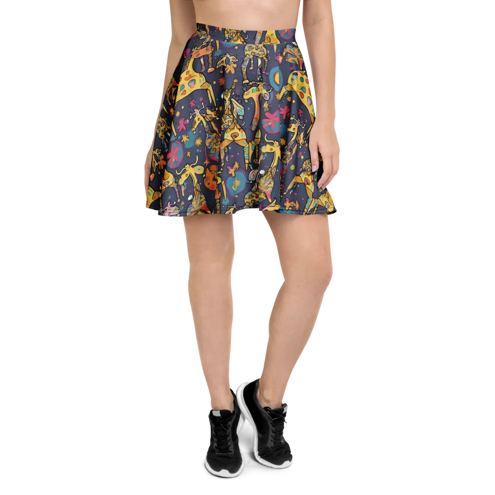 Neon Savannah on Skater Skirt — Front