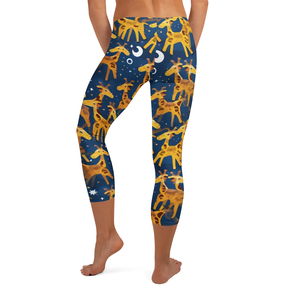 Midnight Giraffe on Capri Leggings — Back