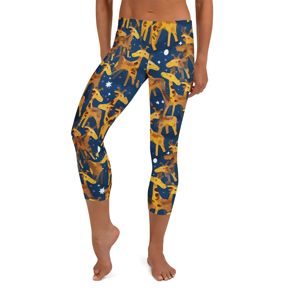 Midnight Giraffe on Capri Leggings — Front