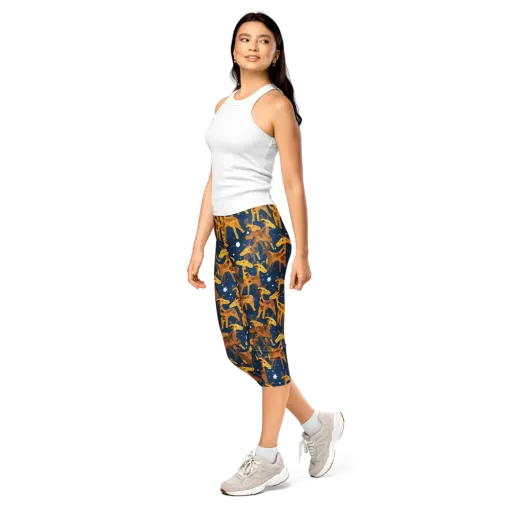 Midnight Giraffe on a Capri Leggings