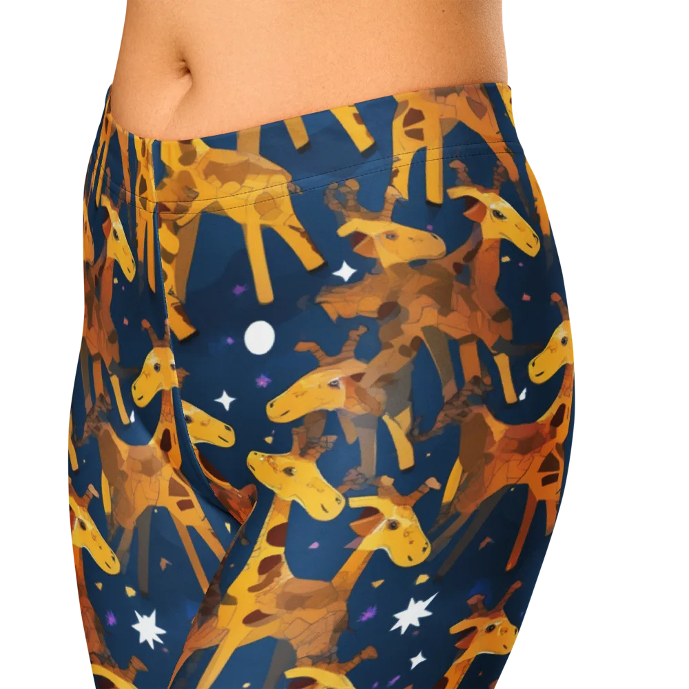 Midnight Giraffe on Capri Leggings — Zoomed-in