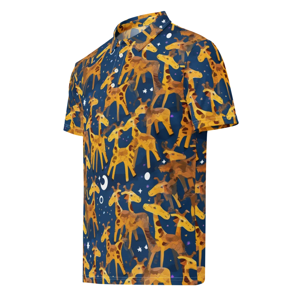 Midnight Giraffe on Men's Slim Fit Polo Shirt — Left Front