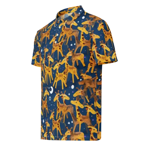 Midnight Giraffe on a Men's Slim Fit Polo Shirt