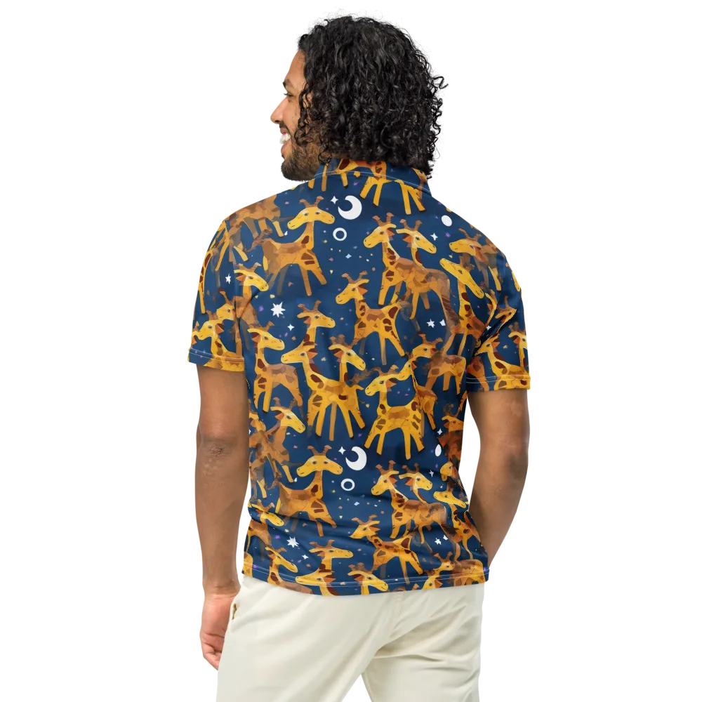 Midnight Giraffe on Men's Slim Fit Polo Shirt — Back