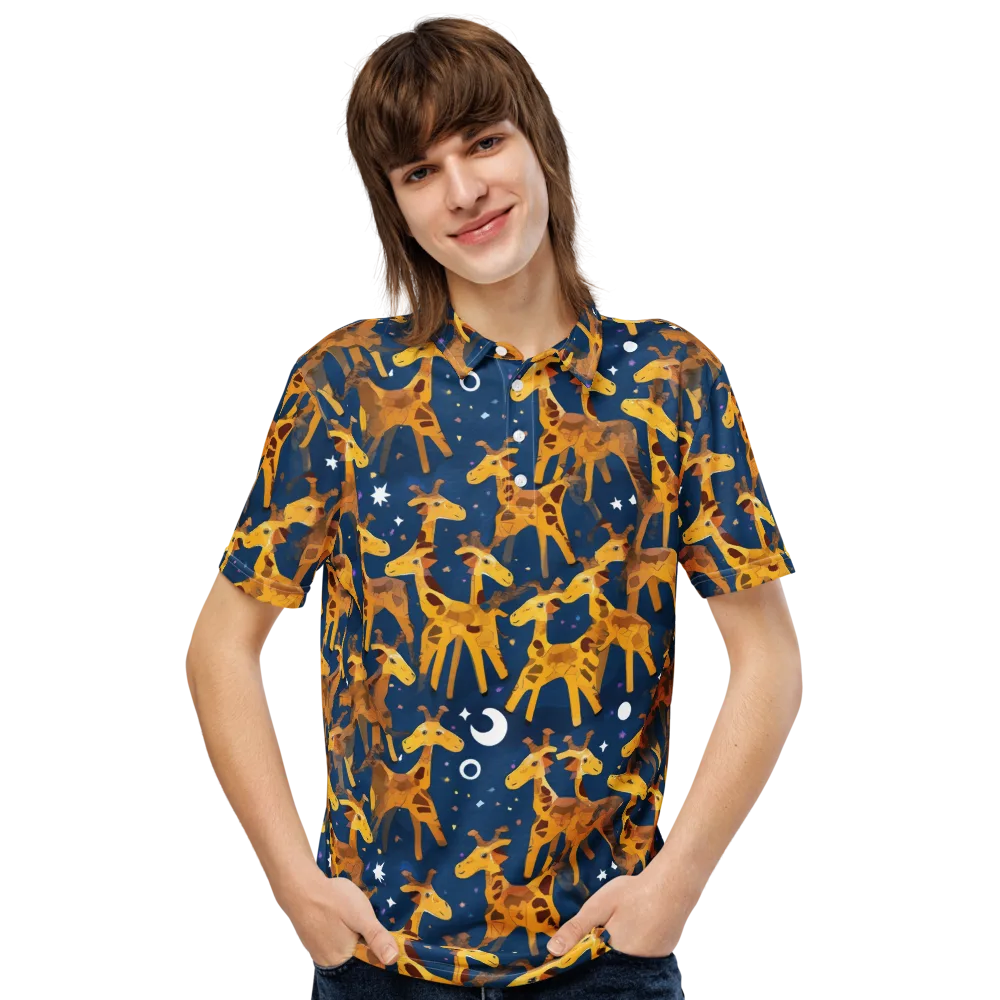 Midnight Giraffe on Men's Slim Fit Polo Shirt — Front