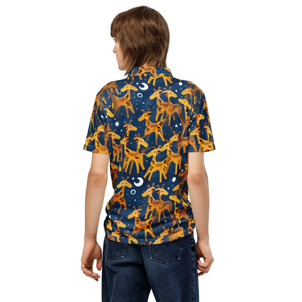 Midnight Giraffe on Men's Slim Fit Polo Shirt — Back