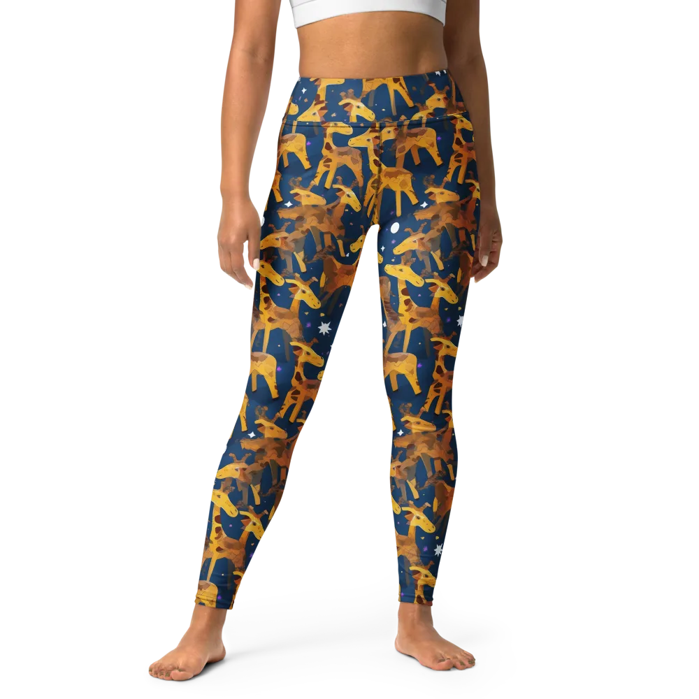 Midnight Giraffe on Yoga Leggings — Front