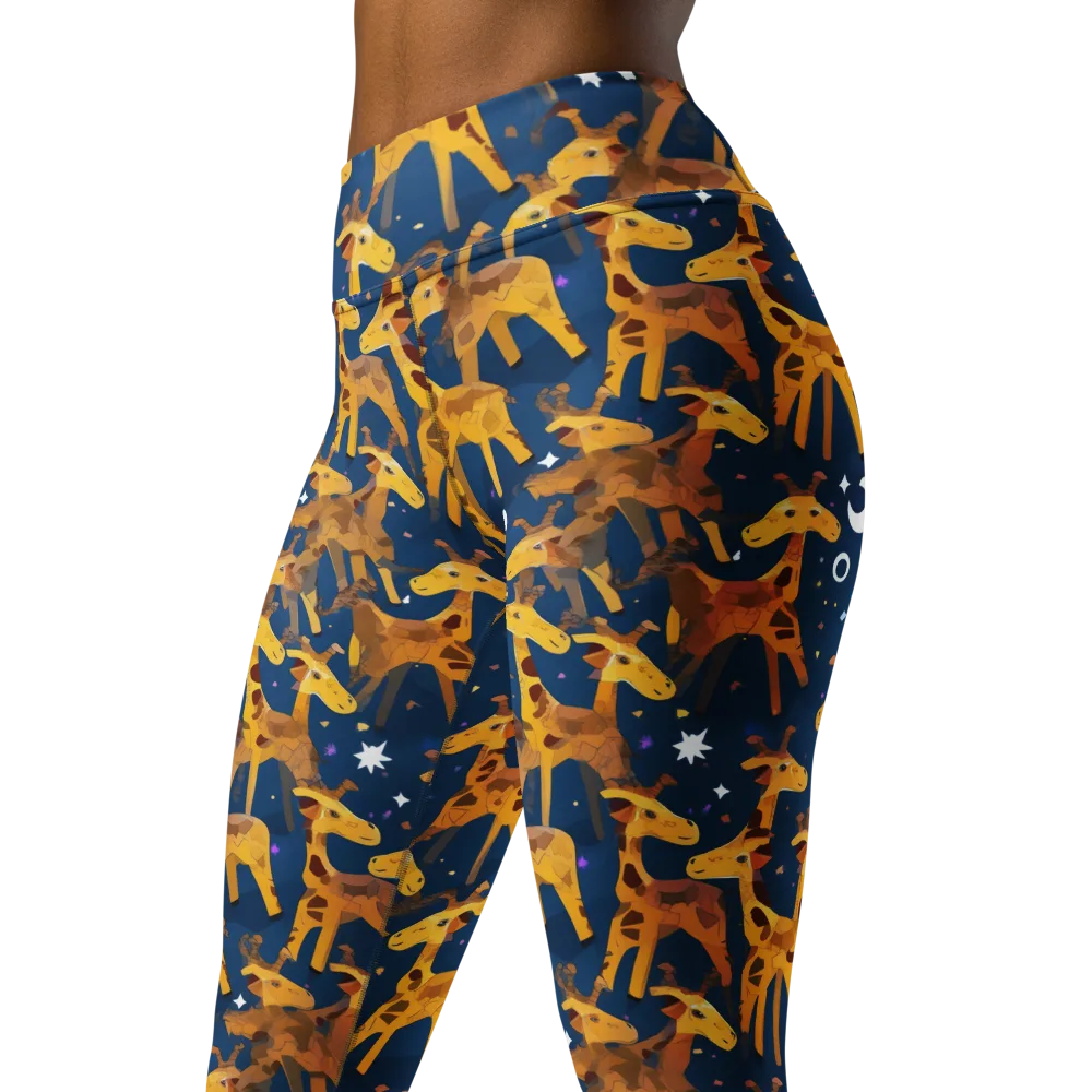 Midnight Giraffe on Yoga Leggings — Left Front