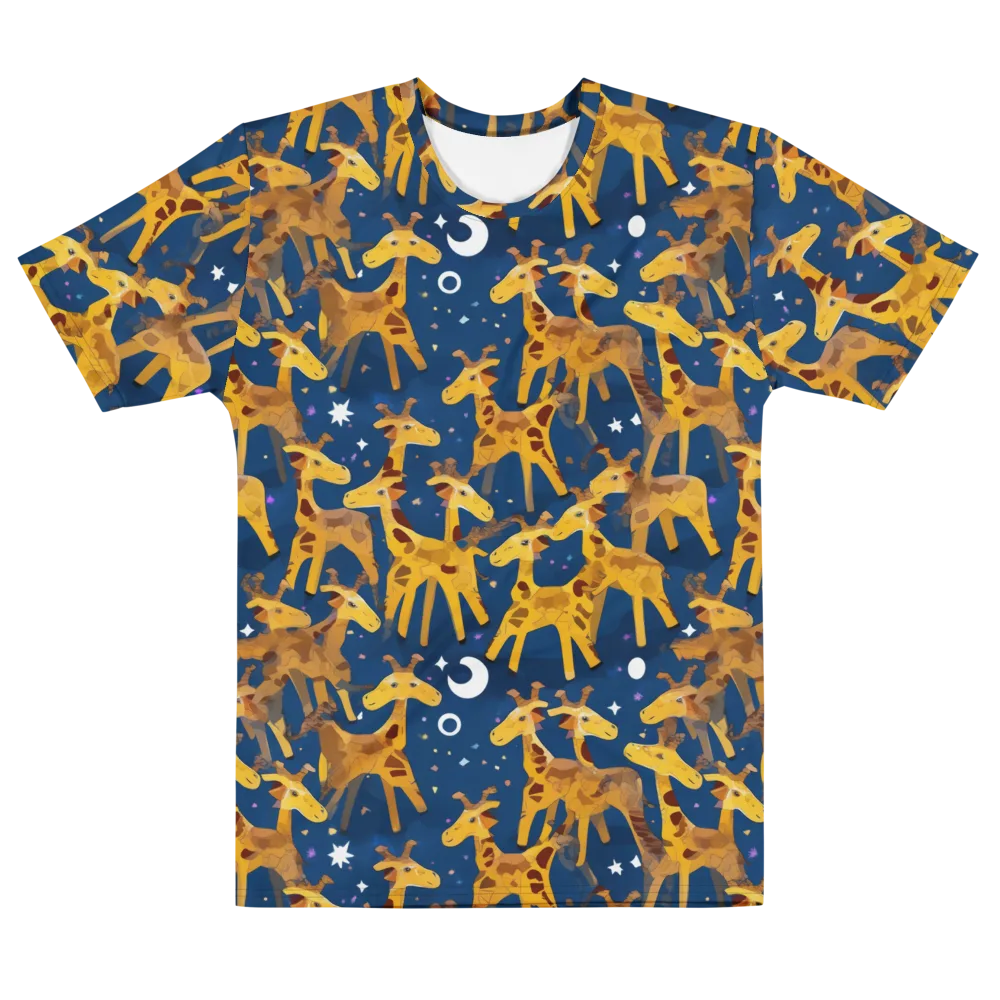 Midnight Giraffe on Men's Cotton Crew Neck T-Shirt — Front
