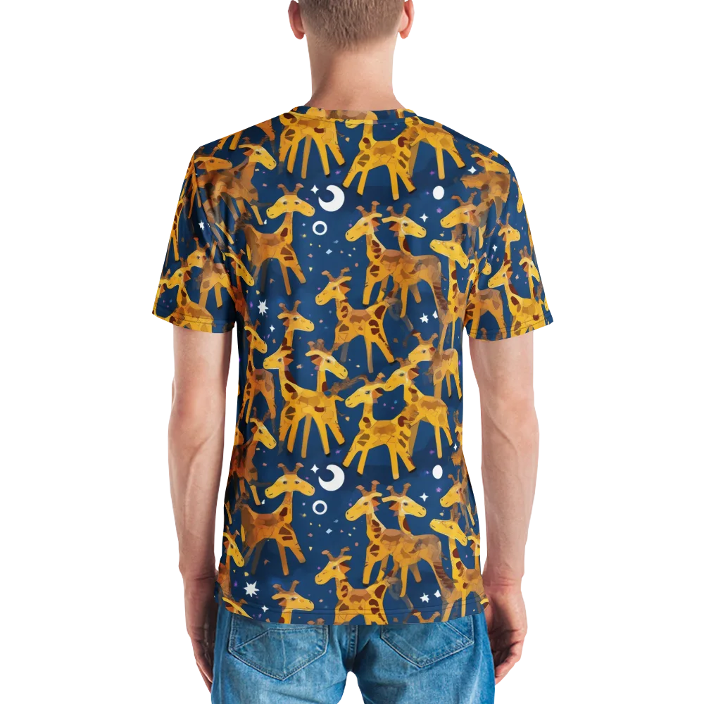 Midnight Giraffe on Men's Crew Neck T-Shirt — Back