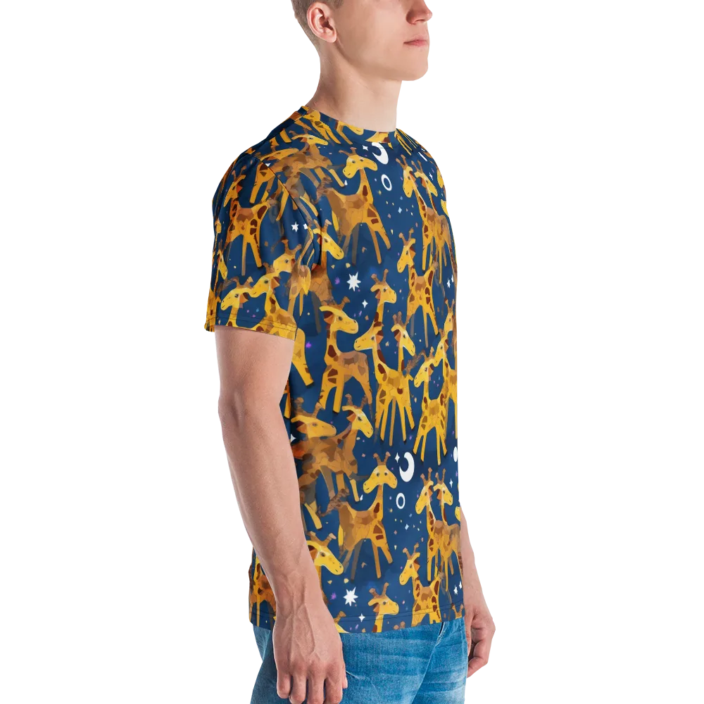 Midnight Giraffe on Men's Crew Neck T-Shirt — Right