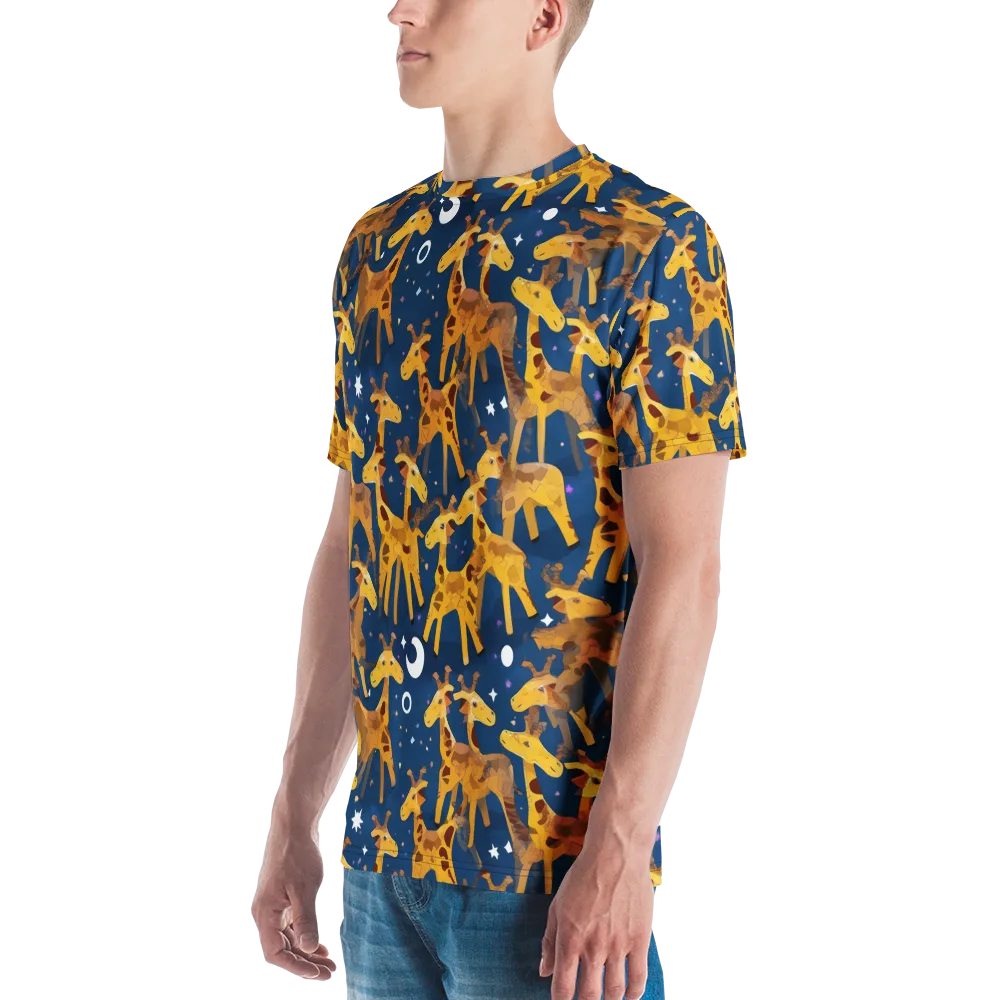 Midnight Giraffe on Men's Crew Neck T-Shirt — Left