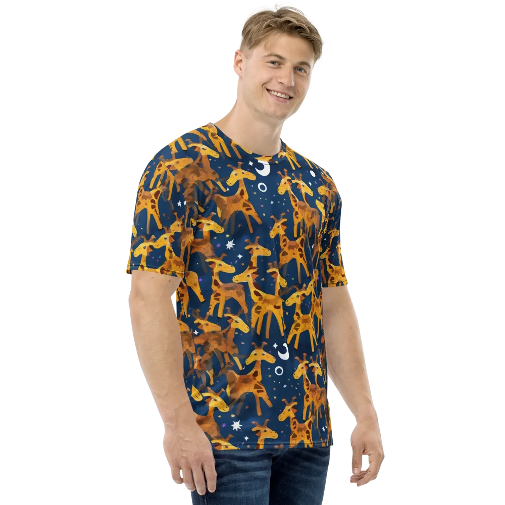 Midnight Giraffe on Men's Crew Neck T-Shirt — Right