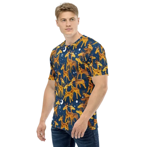 Midnight Giraffe on a Men's Crew Neck T-Shirt