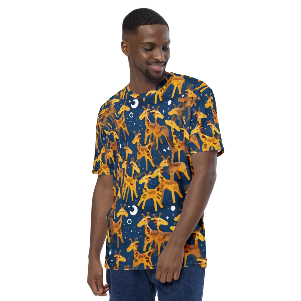 Midnight Giraffe on Men's Crew Neck T-Shirt — Left