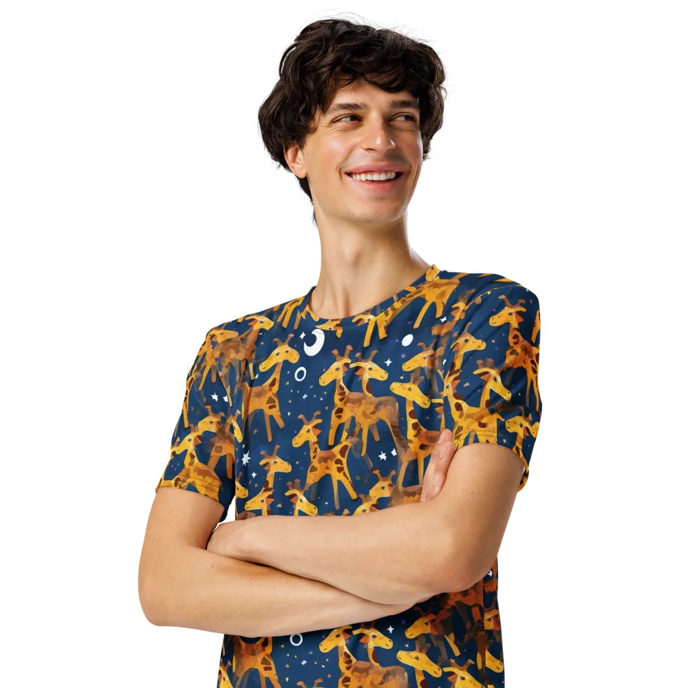 Midnight Giraffe on Men's Crew Neck T-Shirt — Left Front