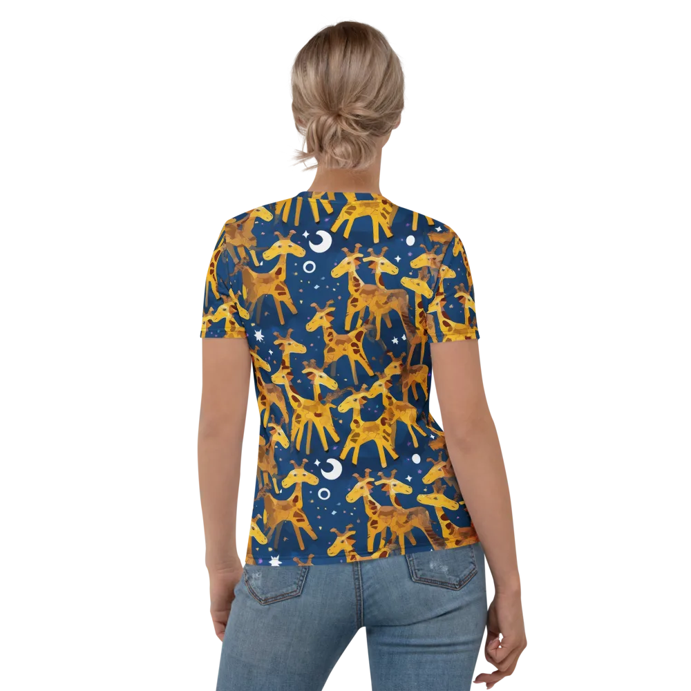 Midnight Giraffe on Women's Crew Neck T-Shirt — Back
