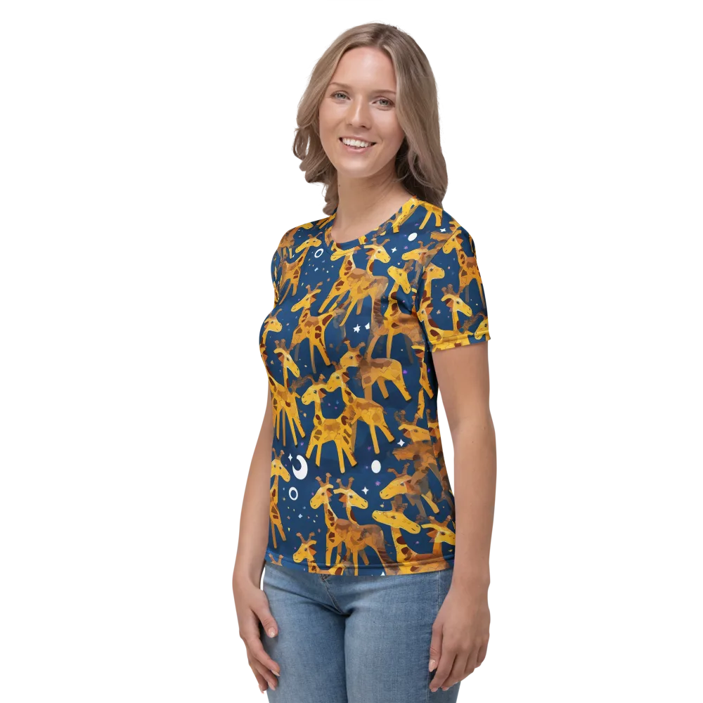Midnight Giraffe on Women's Crew Neck T-Shirt — Left