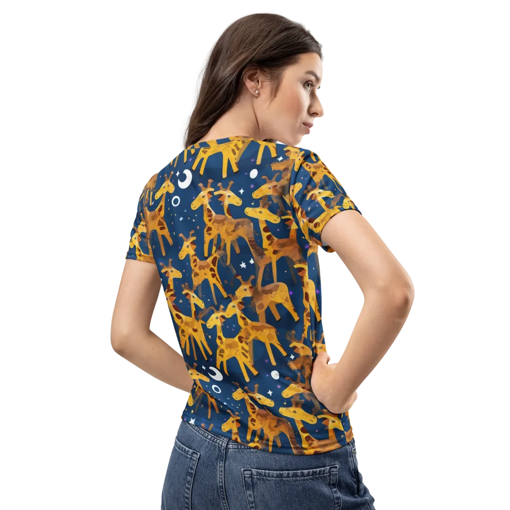 Midnight Giraffe on Women's Crew Neck T-Shirt — Back