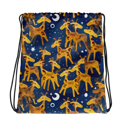 Midnight Giraffe on a Drawstring Bag