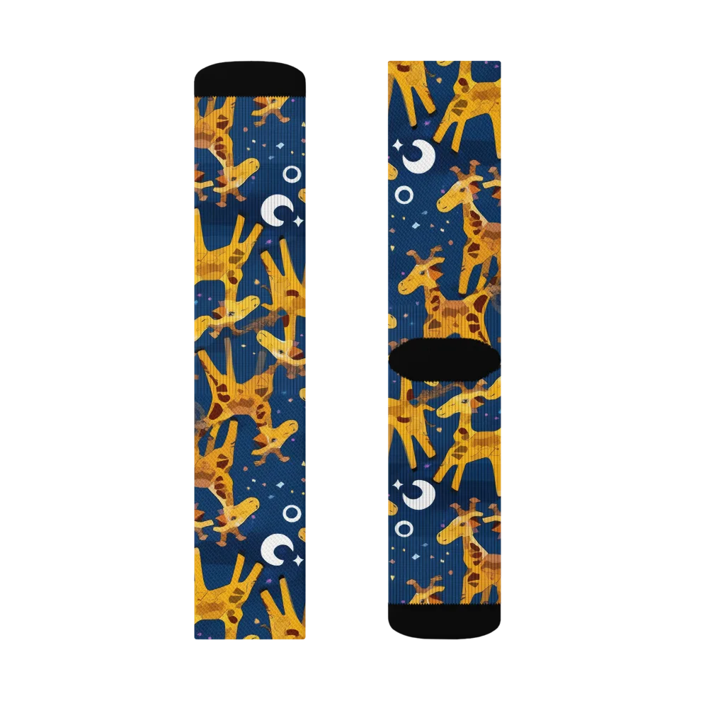 Midnight Giraffe on Socks — Left Sock