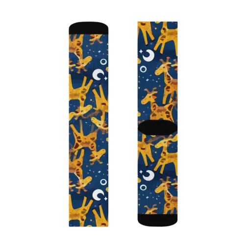 Midnight Giraffe on a Socks